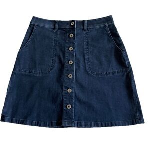 TWO BY VINCE CAMUTO  Dark Blue Wash Denim Button Front Jean Mini Skirt Sz 26/2